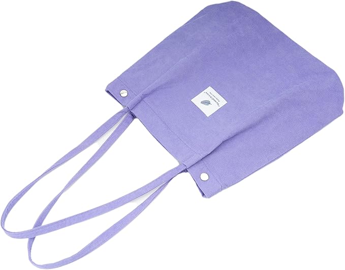 Corduroy Tote Bag Cute Tote Bags for Women Shoulder Bag with Inner Pocket for Work Beach Travel and Shopping Grocery