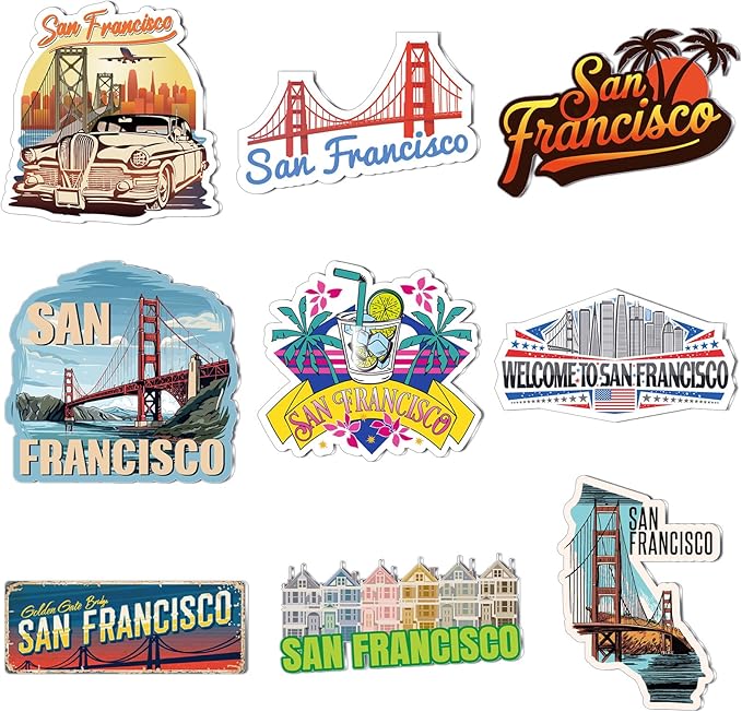 18 Pcs San Francisco Fridge Magnet Magnetic City Refrigerator Stickers Metal San Francisco Souvenir Gifts Refrigerator Magnets Home Decoration Accessories