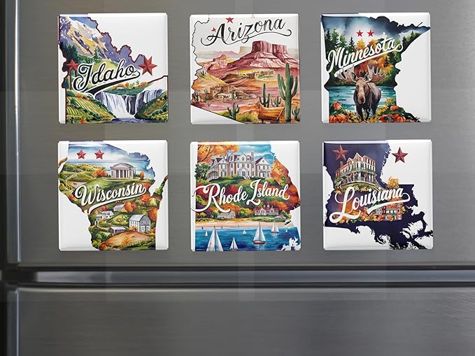 50 US States Magnet Set, Road Trip Travel Souvenir, Custom Fridge Magnets, Unique State Keepsake – Personalized Gift (6)