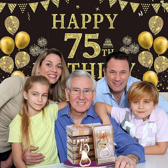 16PCS 75 Bottle Openers 1950 Birthday Party Favors for Guests Gifts Women,75th Birthday Party Favors,75th Wedding Anniversary Golden Wedding Bridal Shower Souvenirs Bottle Opener (16,Gold 75)