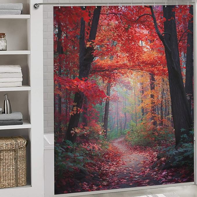 Thanksgiving Fall Maple Shower Curtain Waterproof Washable Fabric Bathroom Shower Curtains for Bathroom Decorations Home Indoor Decor 72x72Inch