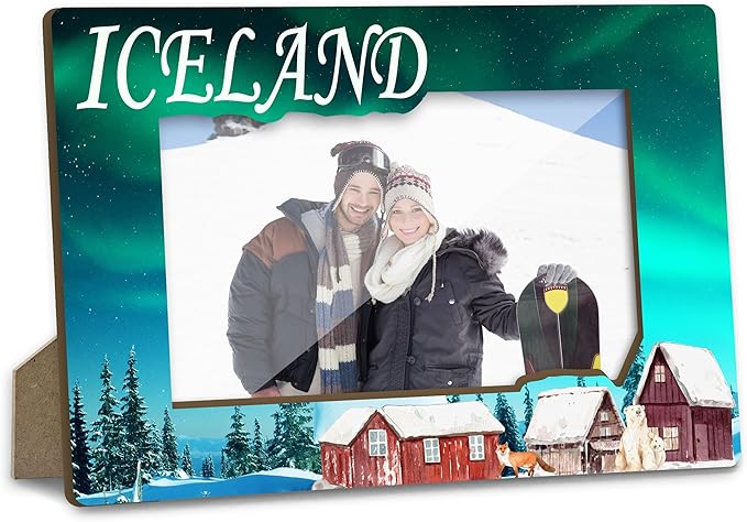 Iceland Picture Frame, Engagement Wedding Picture Frames, Vacation Table Frame for Family, Iceland Souvenir Birthday Gift for Friends Couples Honeymoon Gifts, Home Office Desktop Decoration -XK002