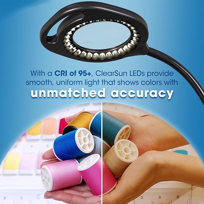 OttLite 2-in-1 ClearSun LED Magnifier Light Floor and Table Lamp – Optical Grade Hands-Free Magnifying LED Light, Modern Design for Crafting, Sewing, Reading, Needlework
