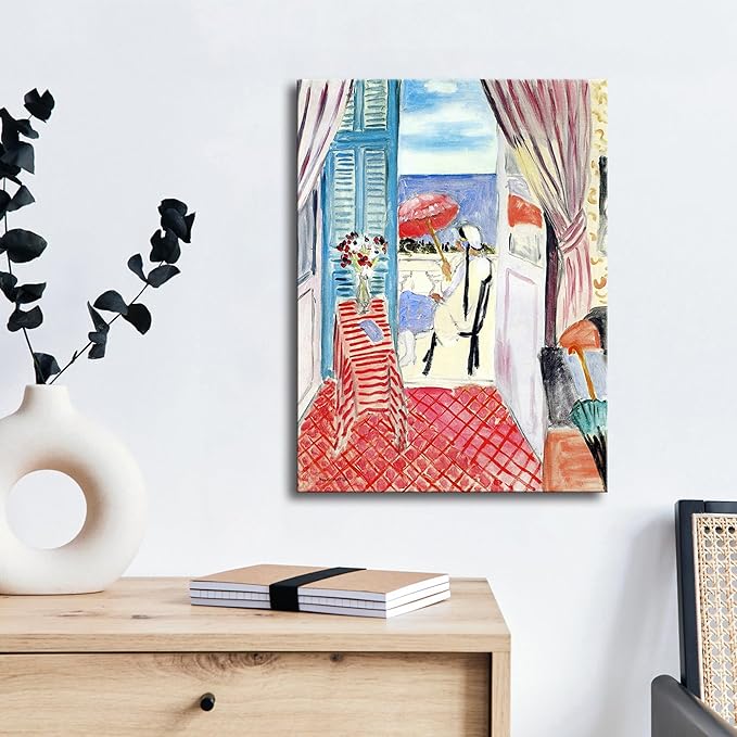 Wieco Art Canvas Prints Wall Art Henri Matisse Aesthetic Posters Woman with A Red Umbrella Matisse Prints Posters for Living Room Home and Office Decorations
