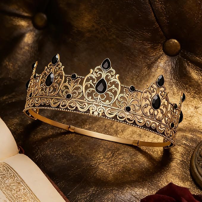 King Crown & Birthday Sash for Birthday Prom Party, Prom Decoration Gifts for Men, Costume Wedding Halloween