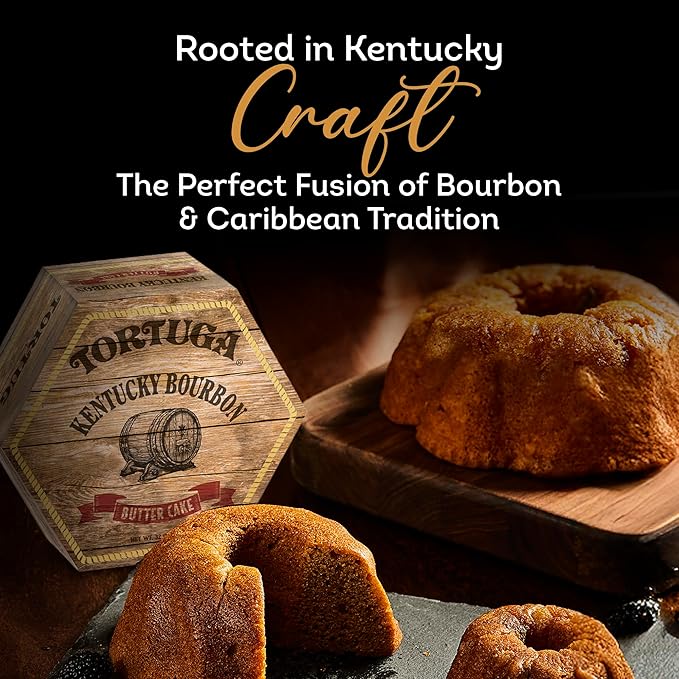 TORTUGA Kentucky Bourbon Butter Cake - 32oz Cake - The Perfect Premium Gourmet Gift for Stocking Stuffers, Gift Baskets, and Christmas Gifts - Great Cakes for Delivery