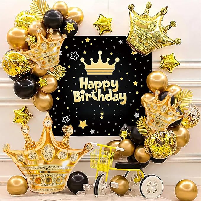 Crown Balloons, Large Gold Foil Crown Balloons Gold Crowns Decoration for King and Queen Party Royalty Birthday Wedding Party Baby Shower Decorations Supplies