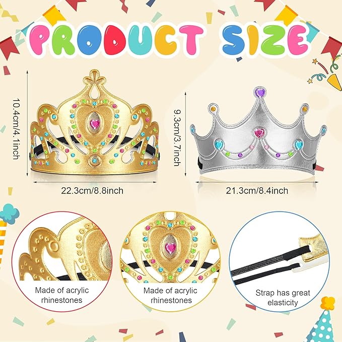 Yaomiao 66 Pieces Foam Princess Tiaras DIY Crowns Kids Party Favors Craft Crystal Diamond Sticker Making Your Own Tiara Girls(Bright Color)