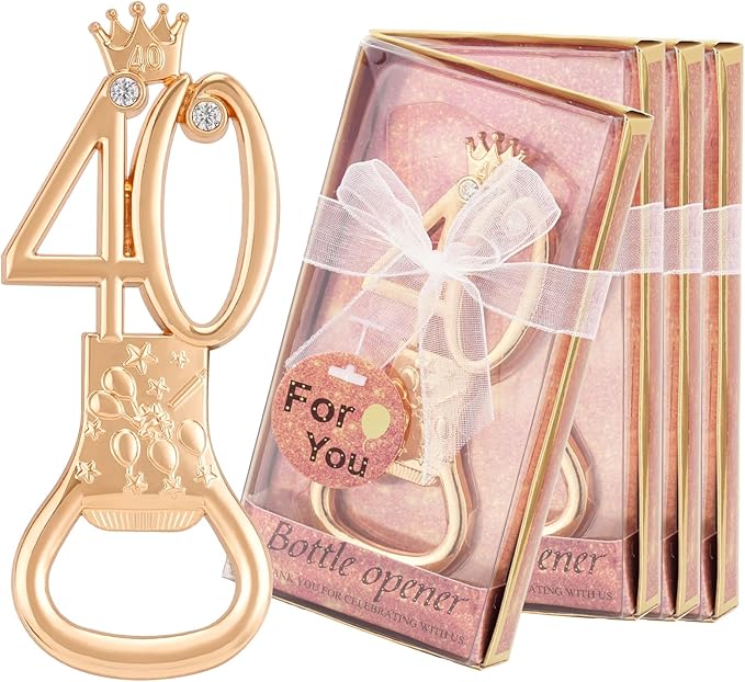 12 Pack 40th Birthday & Anniversary Bottle Opener Set - Bulk Party Favors for Guests, Wedding or Theme Party Decorations, 40 Year Souvenir Gifts for Men Women