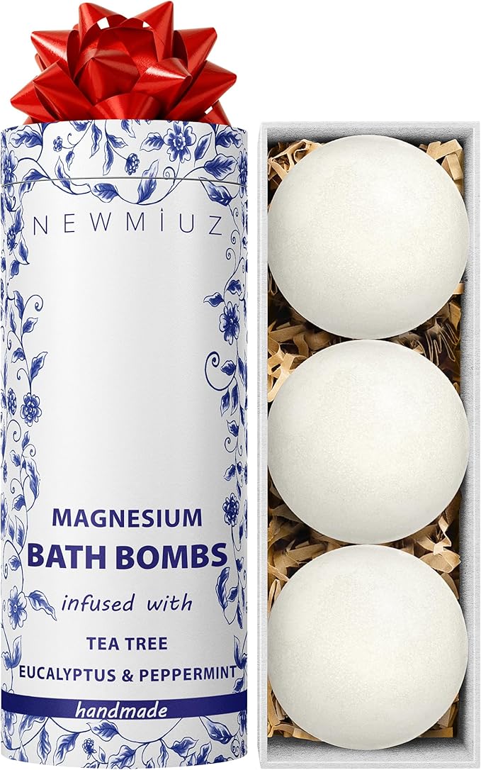 Magnesium Bubble Bath Bombs Long Lasting Foaming Sore Muscles Recovery Tea Tree Relaxing Stress Relief Calming Self Care Spa Gift for Birthday Christmas