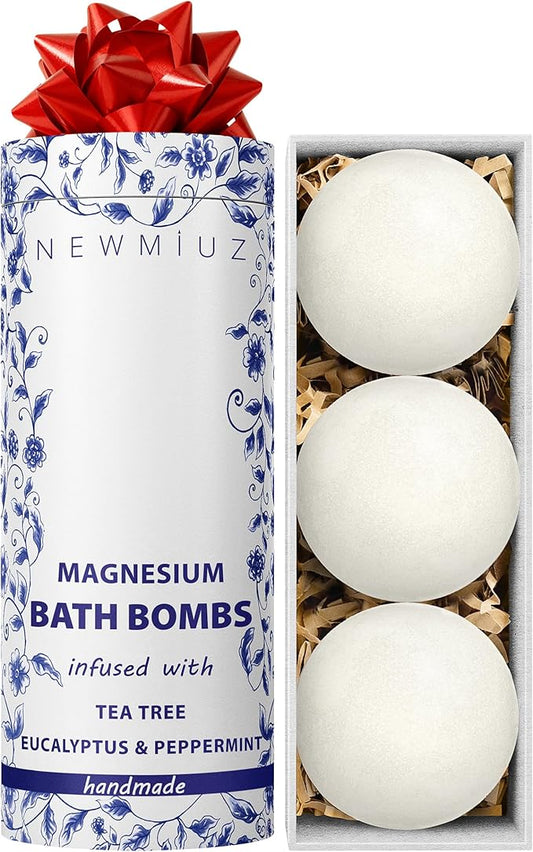 Magnesium Bubble Bath Bombs Long Lasting Foaming Sore Muscles Recovery Tea Tree Relaxing Stress Relief Calming Self Care Spa Gift for Birthday Christmas