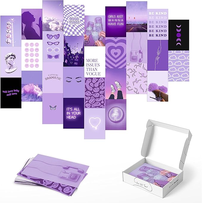 HAUS AND HUES Purple Collage Kit - Dark Purple Wall Aesthetic Art Set of 30