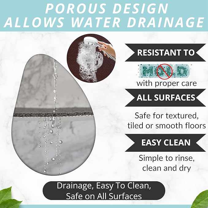 ENKOSI Loofah Non-Slip Shower Mat & Bath Mat – Soft Cushioned Comfort – No Suction Cups for Textured Tubs – Fast Draining Safety for Inside Shower, Family & Elderly (24x16 Brown)