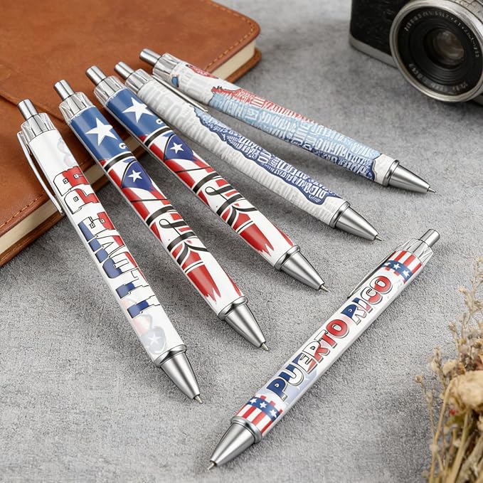 Puerto Rico Ballpoint Pens Gifts 24 Pcs Puerto Rican Travel Souvenirs Gifts Pr Flag Retractable Smooth Ball Point Pen Patriotic Party Favor for Office School Reward Home Traveler Supplies