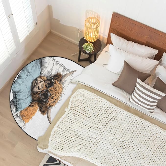 Half Round Door Mat Cool Cow Non Slip Bath Mats Absorbent Front Porch Rugs Shower Mat for Living Room Bedroom Kitchen Bathroom Floor Home Decor