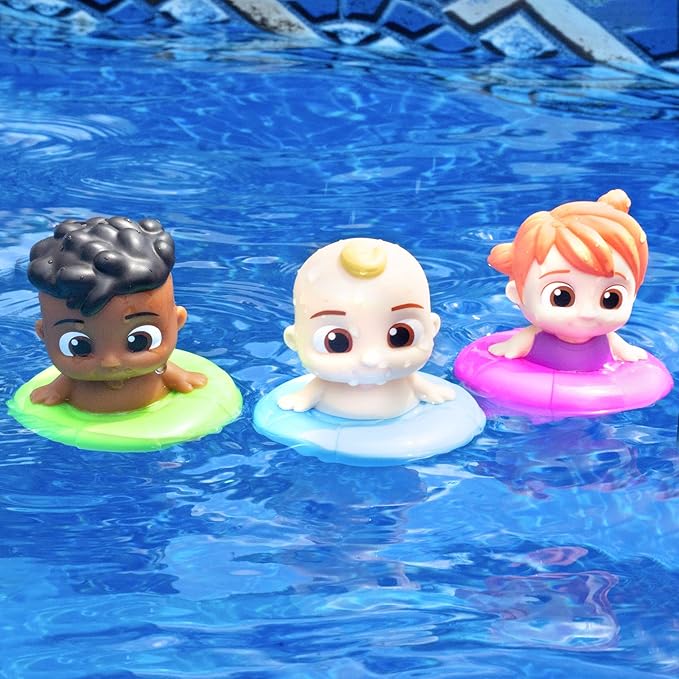 CoComelon Floating Water Toy Set 3-Pack - JJ, Cody, YoYo Figures - Officially Licensed - for Bath Tub, Pool, Swimming - Holiday Christmas Stocking Stuffer Gift for Toddlers, Preschoolers & Kids 18mo+
