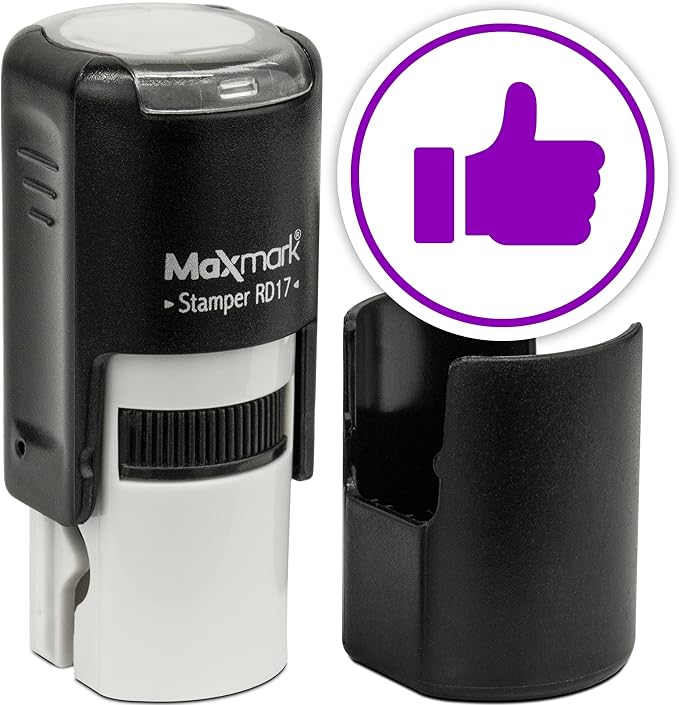MaxMark Round Self Inking Emoji Stamp - Like - Purple Ink