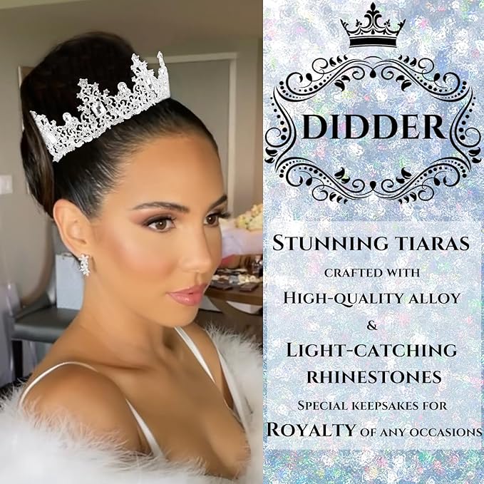 Didder Silver Tiaras and Crowns for Women and Girls Queen Crown Princess Tiara Wedding Birthday Prom Headpiece