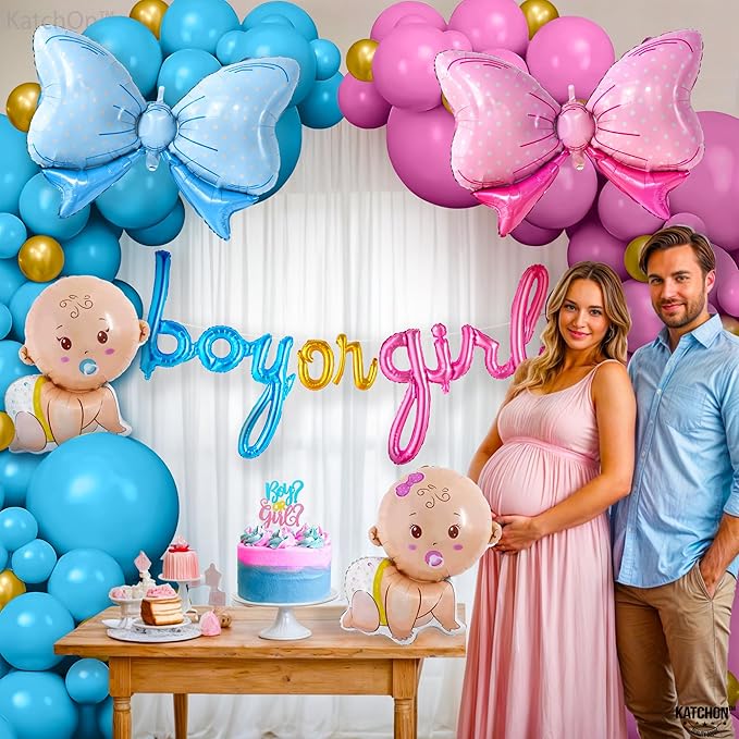 KatchOn, Gender Reveal Balloon Arch Kit - Pack of 70 | Pink and Blue Balloons,Boy or Girl Sign, Baby Balloons | Boy or Girl Gender Reveal Decorations | Baby Shower Decorations | Pink and Blue Decor