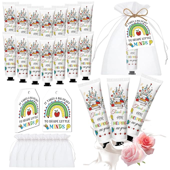 50 Pcs Hand Cream Gifts Bulk Teacher Appreciation Gifts Include Organza Bags Thank You Tags Inspirational for Women Girls Travel, Party Moisturizing Hand Lotion Gift