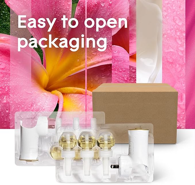 Glade PlugIns Refills Air Freshener Starter Kit, Scented and Essential Oils for Home and Bathroom, Tropical Blossoms, 4.02 Fl Oz, 2 Warmers + 6 Refills