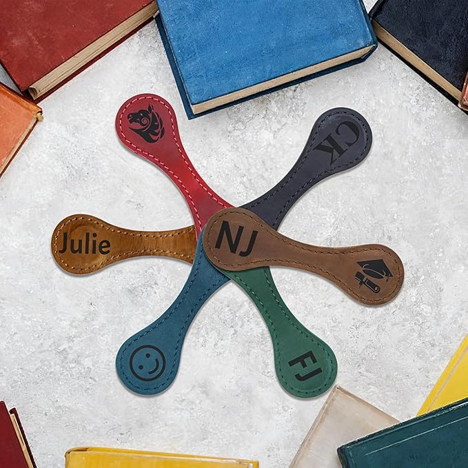 Custom Leather Magnetic Bookmark Personalized Magnetic Leather Bookmark Custom Engraved Vintage Bookmarks Name Initials Text Book Marker Clips Gifts for Readers Book Lovers Women