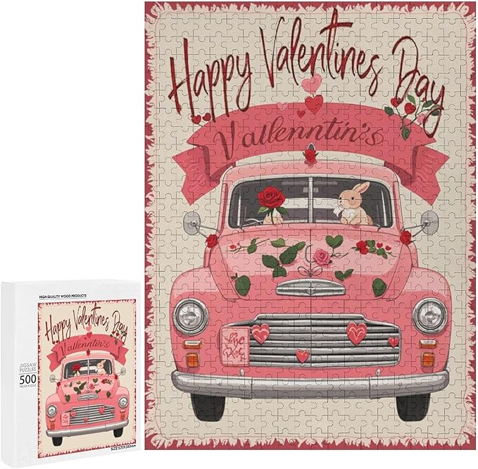 Jigsaw Puzzles for Adults 500 Piece - Happy Valentine's Day Wooden Puzzle，Unique Gifts for Wall Art ，Family Puzzles，Educational Games，Challenge Puzzles Puzzle Games