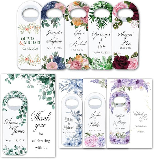 20 PCS Personalized Wedding Favors Bottle Openers - Custom Wedding Gifts for Guests with Thank You Cards, Memorable Thank You Gift for Celebrating Your Special Day (Rectangle)