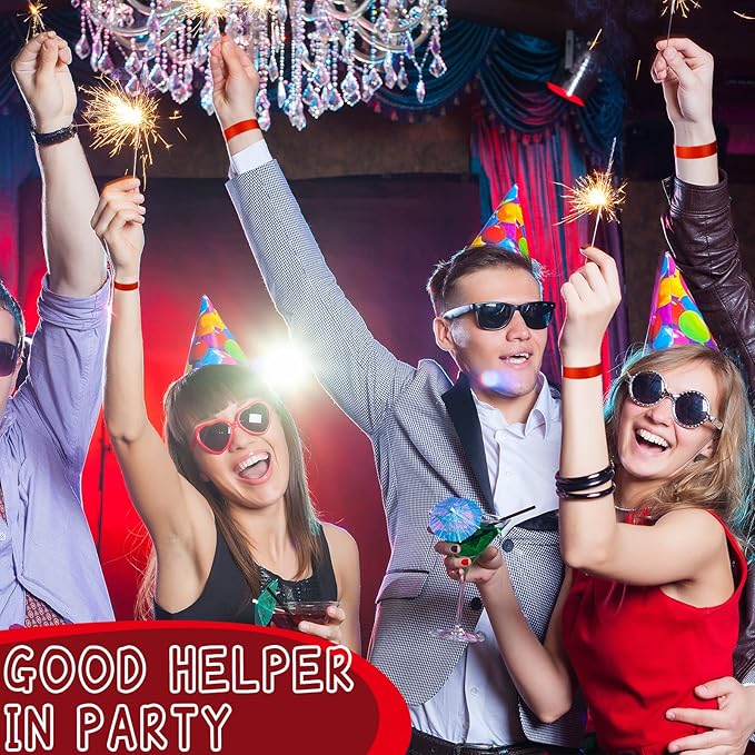Tudomro 1200 Pack Plastic Paper Wristbands for Events Neon Party Wrist Bands Colored Waterproof Concert Identification Hand Bands Lightweight Adhesive Wristband(Red)
