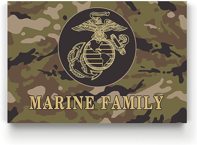 Renditions Gallery Nature Military Wall Art Home Paintings & Prints Artwork Fierce American Marine Crest Modern Patriotic Modern Decorations for Bedroom Office Kitchen - 36"x48" LT25