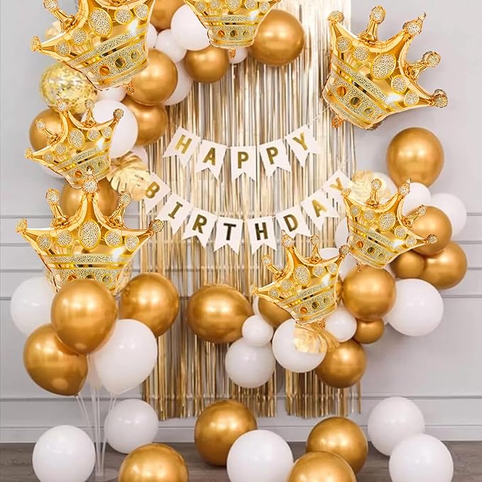 Crown Balloons, Large Gold Foil Crown Balloons Gold Crowns Decoration for King and Queen Party Royalty Birthday Wedding Party Baby Shower Decorations Supplies