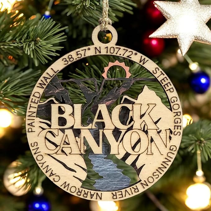 Black Canyon National Park 3" Wood Ornament - Handcrafted 2-Layer Christmas Decoration, Gunnison River Scene