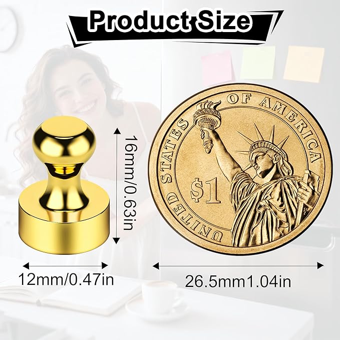 Tiergrade Metallic Magnets, Refrigerator Magnets, 60 Pack Gold Magnetic Push Pins, Strong Fridge Magnets, Multi-use Whiteboard Magnets Perfect for Kitchen Office Classroom
