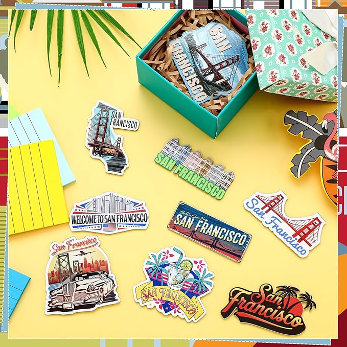 18 Pcs San Francisco Fridge Magnet Magnetic City Refrigerator Stickers Metal San Francisco Souvenir Gifts Refrigerator Magnets Home Decoration Accessories