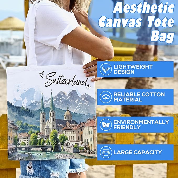 Europe Travel Souvenirs Gifts Tote Bags Reusable Grocery Bags London Paris Switzerland Gifts for Women