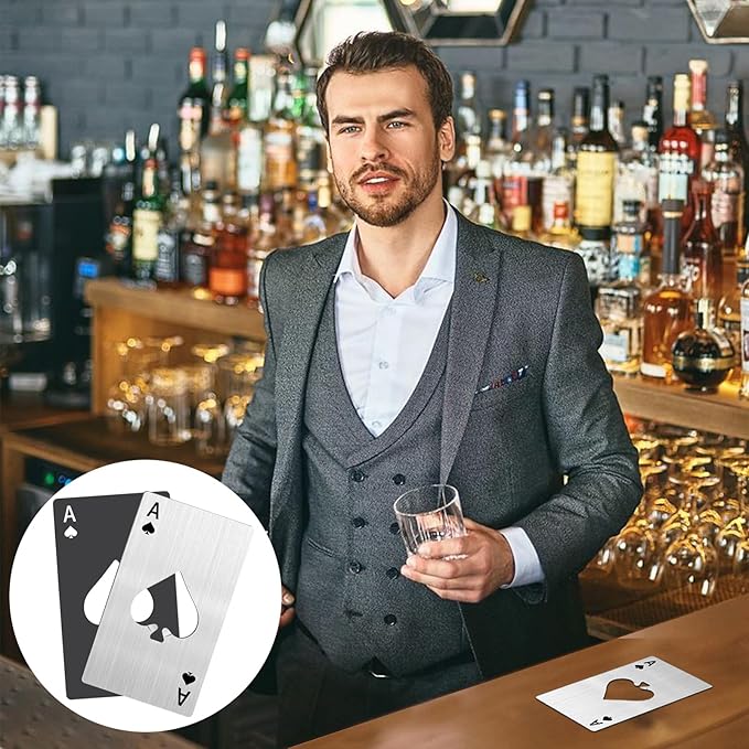 50 Pcs Ace of Spades Bottle Openers, Stainless Steel, Personalized Poker Card Bottle Openers,Nice for Wedding Party Favors, Groomsmen Gifts & Bulk Bar Supplies