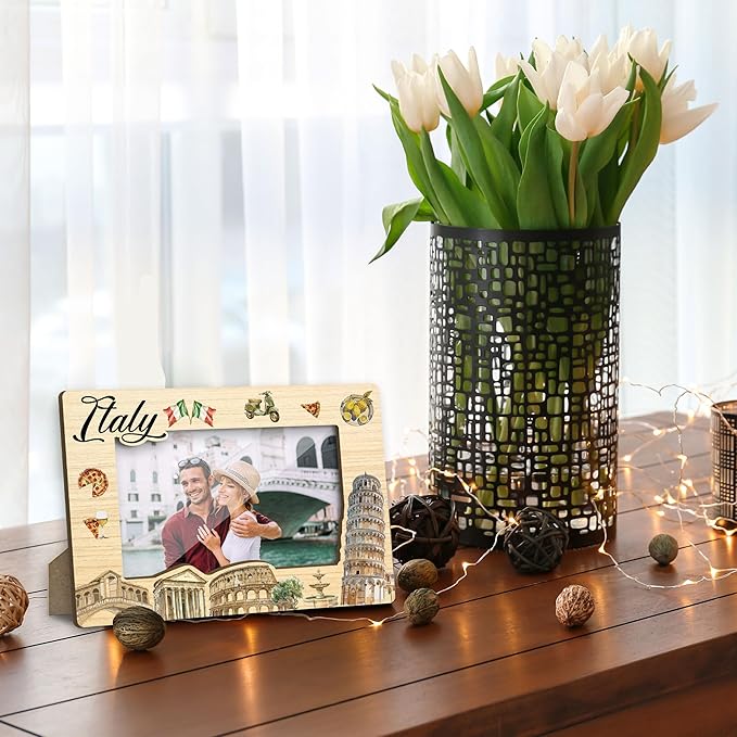 Italy Picture Frame, Engagement Wedding Picture Frames, Vacation Table Frame for Family, Italy Souvenir Birthday Gift for Friends Couples Honeymoon Gifts, Home Office Desktop Decoration -XK003