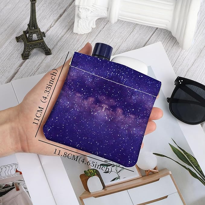 2Pcs PU Leather Small Squeeze Coin Purse Pouch Mini coin Bag Unique And Cute Wallet Cosmetic Bags Change Bag For Women Girls Men （Purple Starry Sky