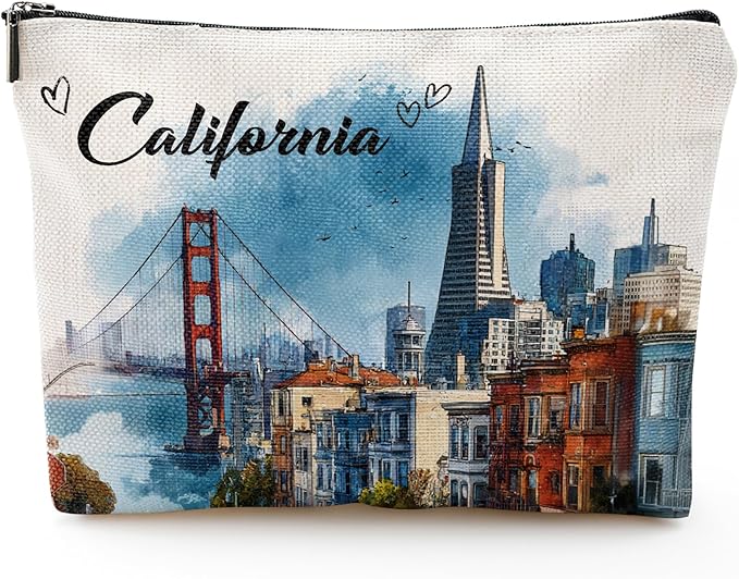 California Souvenirs Gifts Travel Essentials - City Scenery California Travel Must Haves, Cosmetic Makeup Bags Gifts for Women Girls Purse