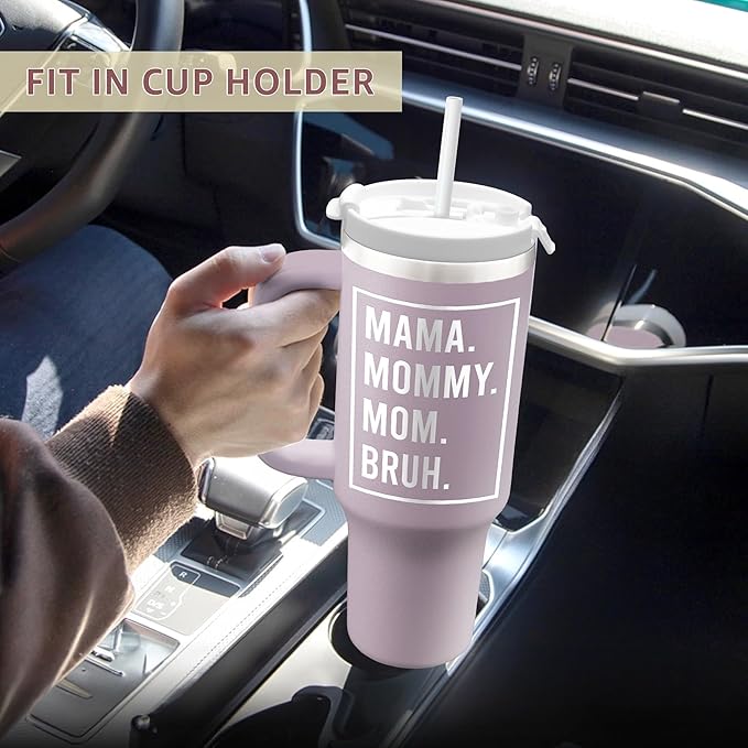Gifts For Mom - Birthday Christmas Gift for Mom Mama Wife Her Grandma Sister - Mothers Day Gift From Daughter Son Husband - 40oz Tumbler With Handle & Straw Lid - Travel Mug Holder Friendly