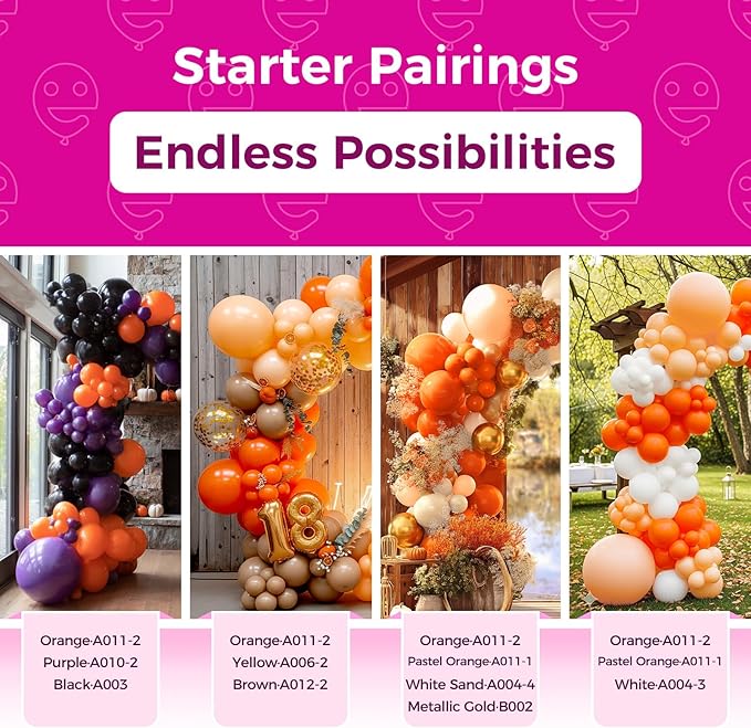 Bezente Large Thick Orange Balloons - 30 Pack Big Round Latex Balloons for Birthday, Bridal Shower, Wedding, Halloween Party Decorations