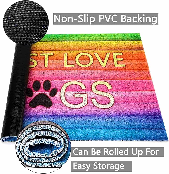 Darkyazi 23.6" x 35.4" Colorful Doormats Entrance Front Door Rug Funny Outdoors/Indoor/Bathroom/Kitchen/Bedroom/Entryway Floor Mats，Non-Slip Polyvinyl Chloride (Must Love Dogs-1)