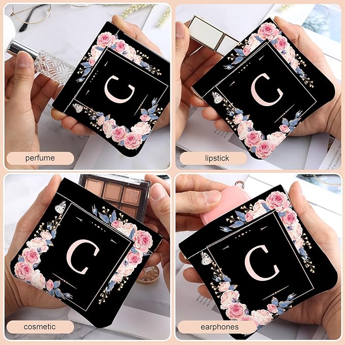 2Pcs Initial Letter PU Leather Small Squeeze Coin Purse Pouch Mini coin Bag Unique And Cute Wallet Cosmetic Bags For Women Girls Men Change Bag Letter C