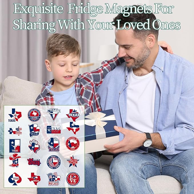 Texas Fridge Magnet Stickers - 20 Pcs Texas Refrigerator Magnet USA Flag USA State Travel Souvenirs Gifts Refrigerator Stickers for Home Kitchen Office Cruise Door Decor