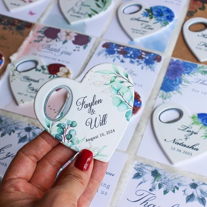 50 Pcs Wedding Favors for Guests,Hearts Shape Bottle Opener, Personalized Party Favors in Bulk, Wedding Favor Guest