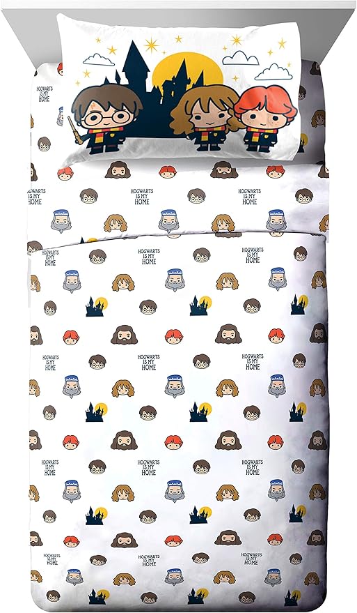 Harry Potter is My Home 5 Piece Full Bed Set - Bedding Features Harry, Ron, Hermoine, Hagrid, and Dumbledore