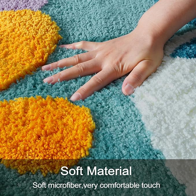 Uphome Bathroom Rugs Modern Abstract Bath Mat Non Slip Water Absorbent Cute Bath Rug Soft Microfiber Machine Washable Minimalist Art Floor Mats for Tub Bathroom Indoor Doormat,18"x26"