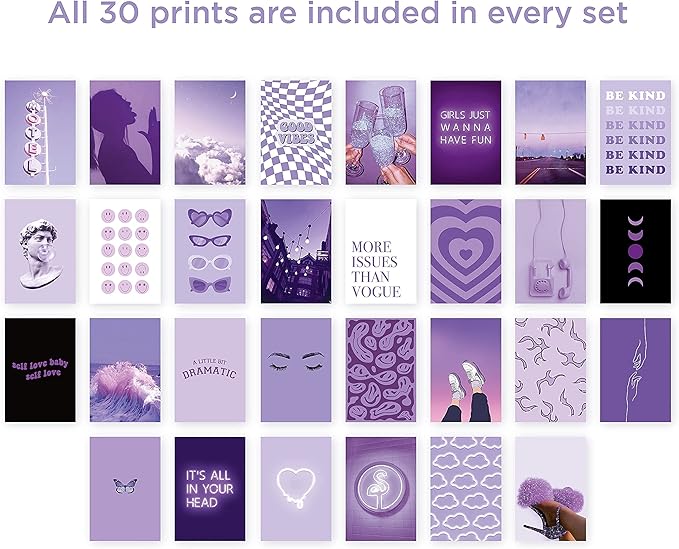 HAUS AND HUES Purple Collage Kit - Dark Purple Wall Aesthetic Art Set of 30