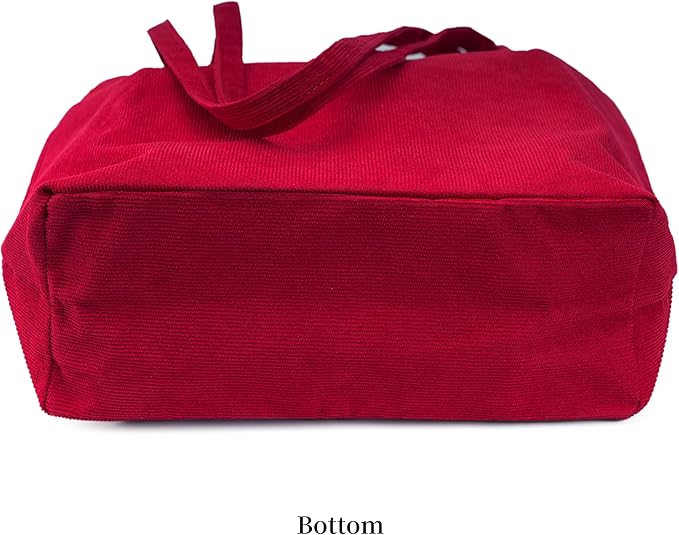 Corduroy Tote Bag Cute Tote Bags for Women Shoulder Bag with Inner Pocket for Work Beach Travel and Shopping Grocery
