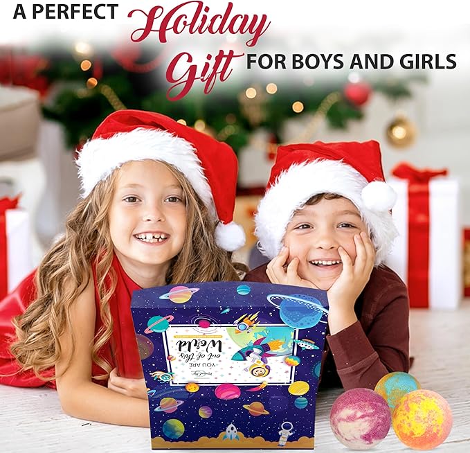 Bath Bombs for Kids with Surprise Inside, Bath Bombs with Surprise Jewelry & Jewelry Box - Organic, Skin Moisturizing, Natural Kids Space Galaxy Bracelets, Birthday Gifts for Boys, Girls